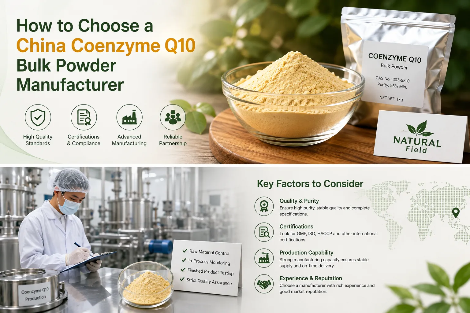 How to Choose a China Coenzyme Q10 Bulk Powder Manufacturer?