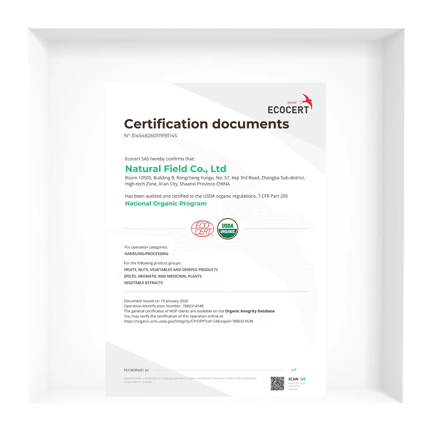 ECOCERT Certification