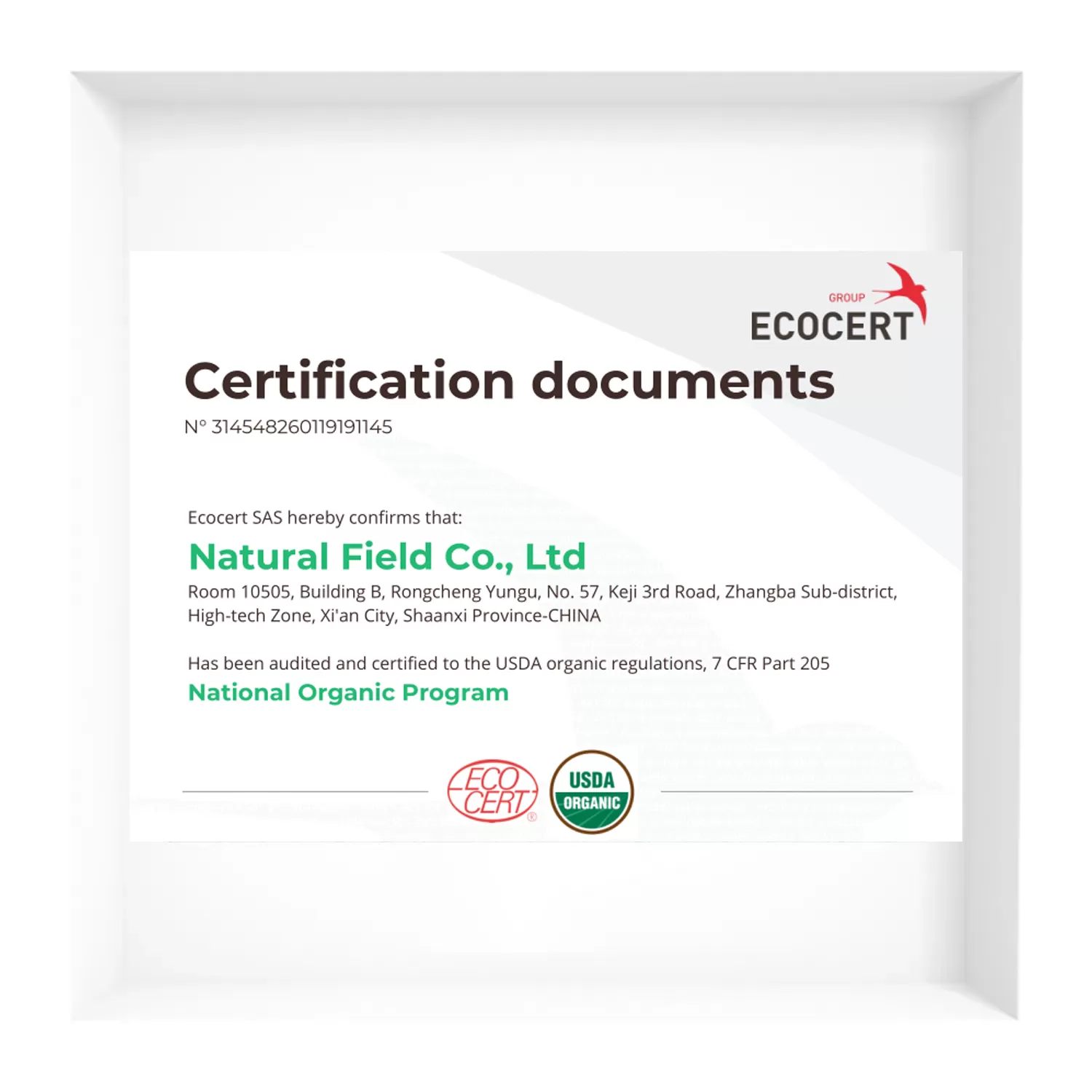 ECOCERT Certification